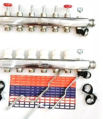 Коллекторная группа Wester 1"-3/4 в сборе с расходомерами на 12 выходов