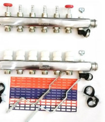 Коллекторная группа Wester 1"-3/4 в сборе с расходомерами на 7 выходов