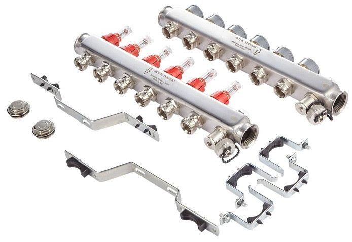 Для отопления Royal Thermo 1" ВР-3/4" НР, 6 выходов с расходомерами, нерж. (RTE 52.106)