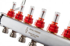 Для отопления Royal Thermo 1" ВР-3/4" НР, 6 выходов с расходомерами, нерж. (RTE 52.106)