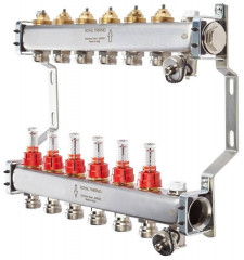 Для отопления Royal Thermo 1" ВР-3/4" НР, 7 выходов с расходомерами, нерж. (RTE 52.107)